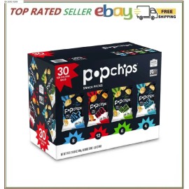 Popchips Variety Pack Chips 0.8 oz Bags 30 Ct – Assorted Flavors Snack Pack.