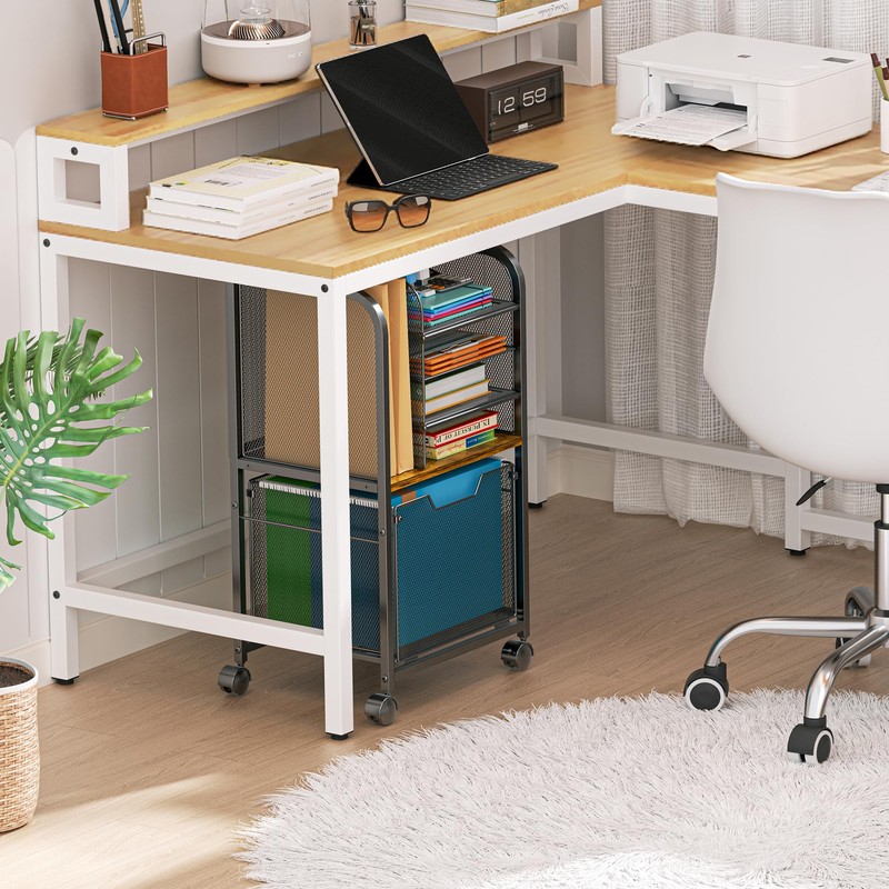 5-Tier Rolling File Cart with Drawers, File Cabinet Organizer for