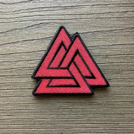 Unbranded VALKNUT TRIANGLE SYMBOL KNOT RED & BLACK OPS TACTICAL MORALE HOOK PATCH
