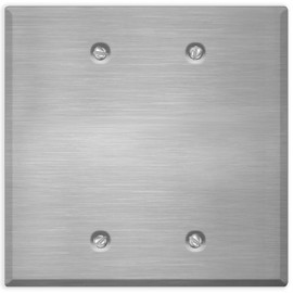 2-Gang Oversized Stainless Steel Blank Wall Plates – 5.5" x 5.5" Decorative Covers for Unused Electrical Boxes | Cover Empty Spaces | 2-Gang Oversized Metal Blank Faceplate