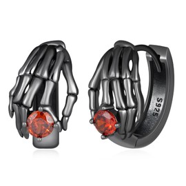 Skull Earrings 925 Sterling Silver Skeleton Hand Hoop Earrings Skull Gothic Jewelry Gifts for Women Men