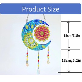 5D Diamond Painting Kits for Kids Adults, Crystal Large Suncatcher Wind Chime Hanging Pendant Crafts,DIY Gem Art Paint Hanging Ornament for Home Garden Decor,Kids Gift(Moon Flower)