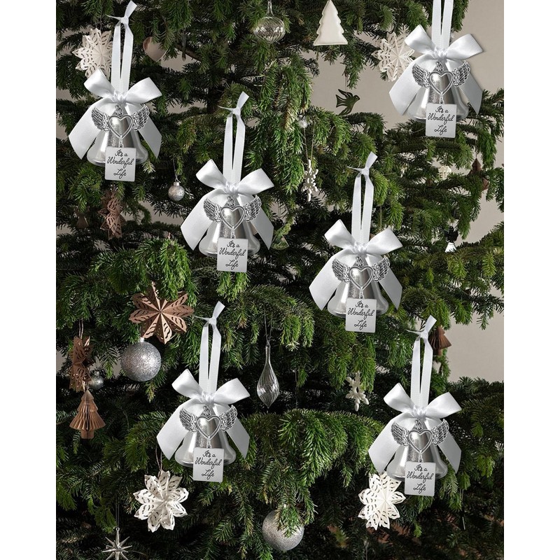 Christmas Bell Ornament with Angel Wings & Heart, It's a