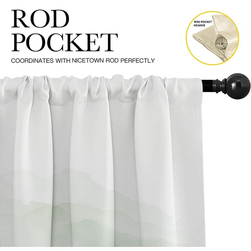 Emvency 2 Pack Valances Window Treatments, Misty Forest Green Nature