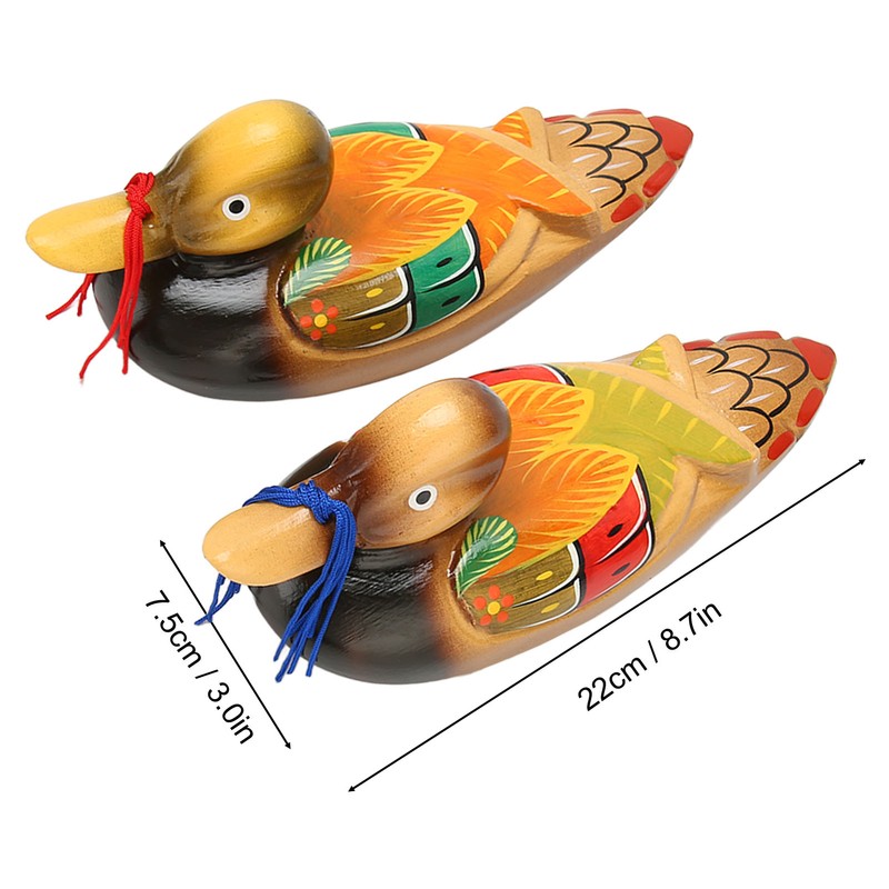 1 Pair Wooden Mandarin Duck Ornament Water Based Paint Romantic