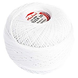 Cotton Crochet Thread Size 10, Fine Yarn (574yd / 525m), Luxurious Feel Crochet and Knitting (3.52oz / 100g) White (0400)