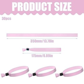 OUDQFCJ Pack of 30 Fabric Entrance Bracelets Festival Ribbons Party Bands for Birthday Wedding Party Event Bands for Concerts Exhibition Ball Cinema (Pink)