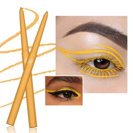 Wavuketu Yellow Eyeliner Pencil Waterproof Retractable Cream Yellow Gel Eyeliner Smudge-proof Hypoallergenic (yellow 05#)
