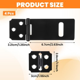 4 Pack Hasp Latch Stainless Steel Padlock Latch 3 Inch Black Hasp Lock Latches Lock Latches Hardware for Fence Cage Doors Cabinets Closets Window