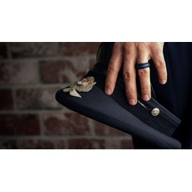 QALO Men's Thin Blue Line Classic Silicone Ring Size 14