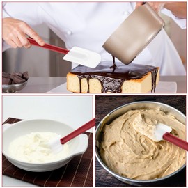 cobee 10 Pcs Silicone Spatulas Set, 500°F Heat-Resistant Commercial Spatula Food Grade Rubber Non Stick Silicone Scraper Spatula with Long Handle for Kitchen Cook Mix Fry Spread Bake, Dishwasher Safe