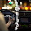 Car Interior Sparkling Rhinestones Crystals Ball Crystal Mirror Accessory (Silver)
