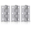 XFORT 3 Inch (75mm) Satin Chrome Ball Bearing Hinges, Steel