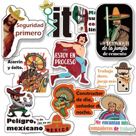 Spanish Hardhat Sticker Set - Vinyl Mexican Decals for Tools, Funny Design for Helmet, and Water Bottle Decals - Ideal for Men, Adults, Ironworkers, Linemen, Oilfield Workers, and Electricians
