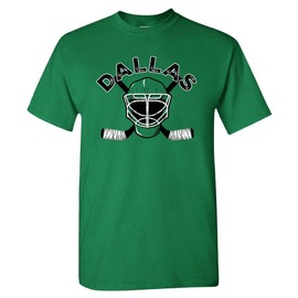 Dallas Team Mask Men's T-Shirt for Hockey Fans (Green Shirt, L)