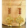 Auburn Bead and Gold Tree Dangle Earrings. Jewelry Earrings for
