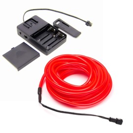 5m/16.4ft Large 2.3 mm Thick - Red Neon LED Light Glow EL Wire - Powered by 6V - Craft Neon Wire String Light for DIY Project Costume Accessories Cosplay