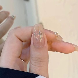 24pcs Nail Tips Tulip Floral Nude Pink Botanical Nails