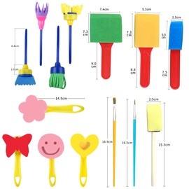 31-Piece Washable Finger Paint Set, DIY Painting Sponge Brush Set Children with Apron, Sponge Point Brush, Foam Brush, Drawing Tools for Crafts, Easter, Gift Children