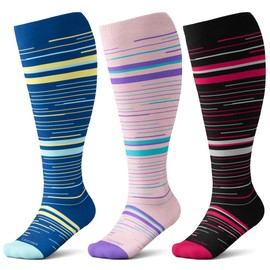 Leocomps Plus Size Compression Socks for Women Men Wide Calf 15-20 mmHg Knee High Extra Large for Nurses Pregnant Travel
