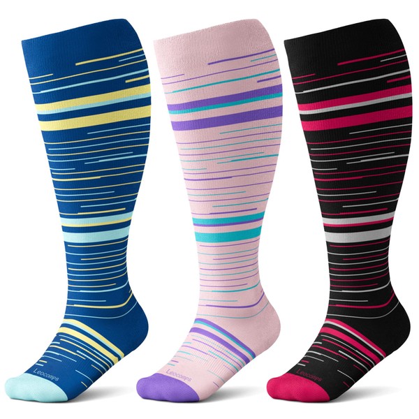 Leocomps Plus Size Compression Socks for Women Men Wide Calf