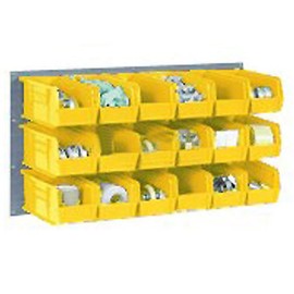 Wall Bin Rack with 8 Yellow Bins, 36x14x19