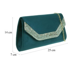 Girly Handbags Diamante Frame Clutch Bag, teal