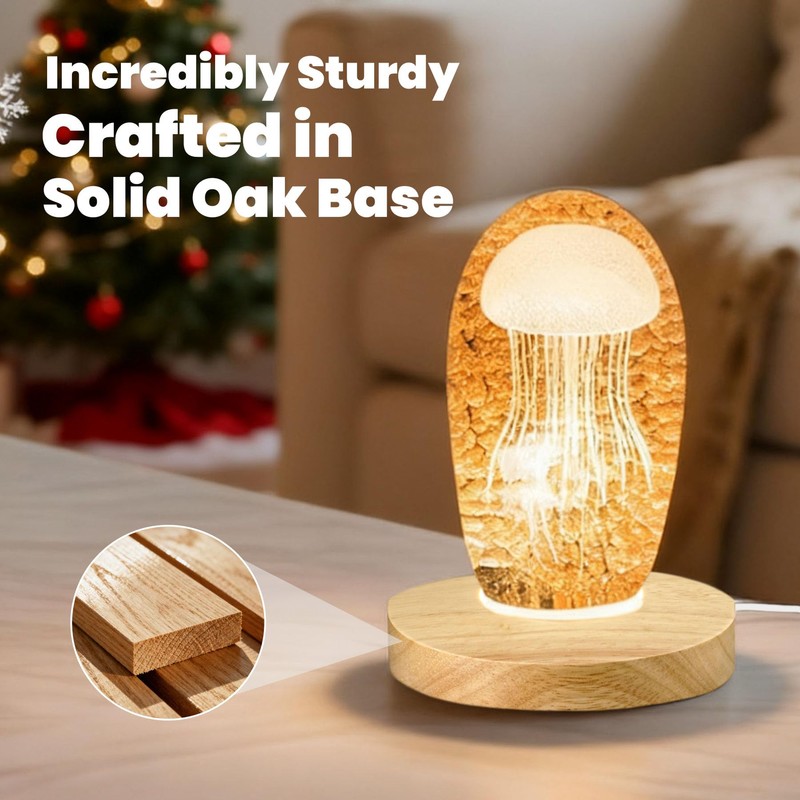 FuoiCorn Wood LED Light Base - Crystal Display Stand for