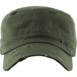 KBK-1466 OLV Vintage Distressed Cadet Army Cap Basic Everyday Military Style Hat