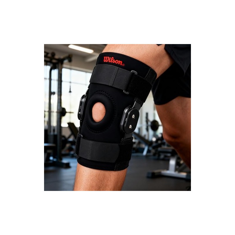 Wilson AW206S Rodillera con Bisagras Mediano, Color Negro