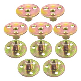 Hocansen 10Pcs T-nut with Round Base M6 Hole Tee Nut Flange Insert Female Thread Plate Nut for Furniture Hardware (FL-LM/M6)