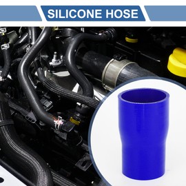 X AUTOHAUX 1 Set 70-60mm/2.75"-2.36" ID 127mm/5" Length 0 Degrees Blue Car Silicone Hose with Clamps Coolant Hose Universal