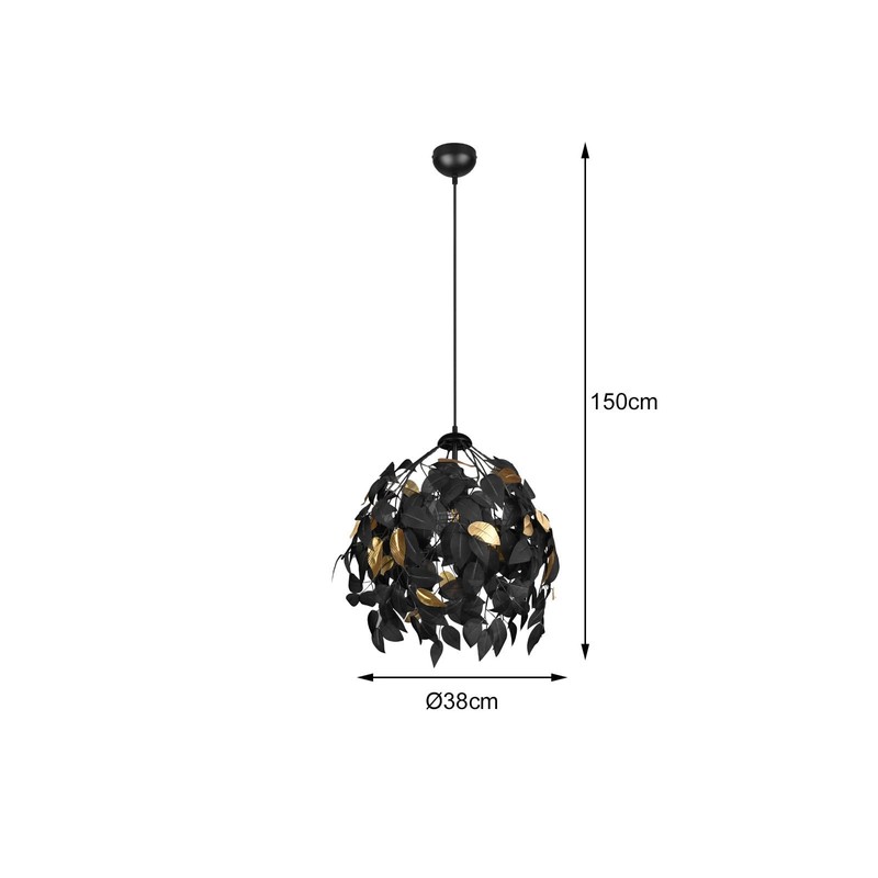 LED Pendant Light Dimmable Lampshade Diameter 38 cm Leaves Design