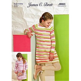 James Brett Childrens Double Knit Knitting Pattern Girls Sweater Dress (JB823)
