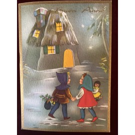 Vintage postcard "Happy new year" in Italian