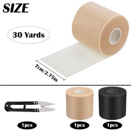 Athletic Foam Tape 2 Rolls Sports Foam Tape 2.75 Inches x 30 Yards Foam Underwrap Sports Kinesiology Tape for Wrists Elbow Knee Ankle (Black, Beige)