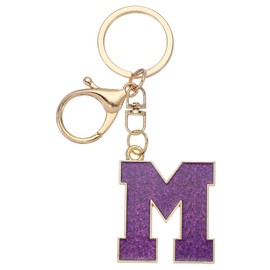 PATIKIL Initial Letter Keychain, Alphabet Letter Bag Charm Car Keyring Letter M Pendant Charm Key Chain for Key Wallet Purse Handbag Backpack, Purple