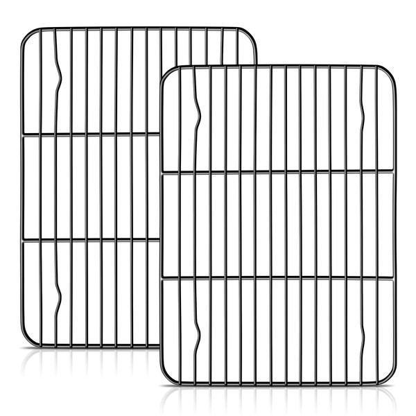 Herogo Cooling Rack, Wire Grill Rack Set of 2, 29.7x23 cm, Stainless Steel Oven Racks with Non-Stick Coated, Ideal for Baking Cooking Roasting Grilling, Oven Safe & Non-Toxic, Easy Clean
