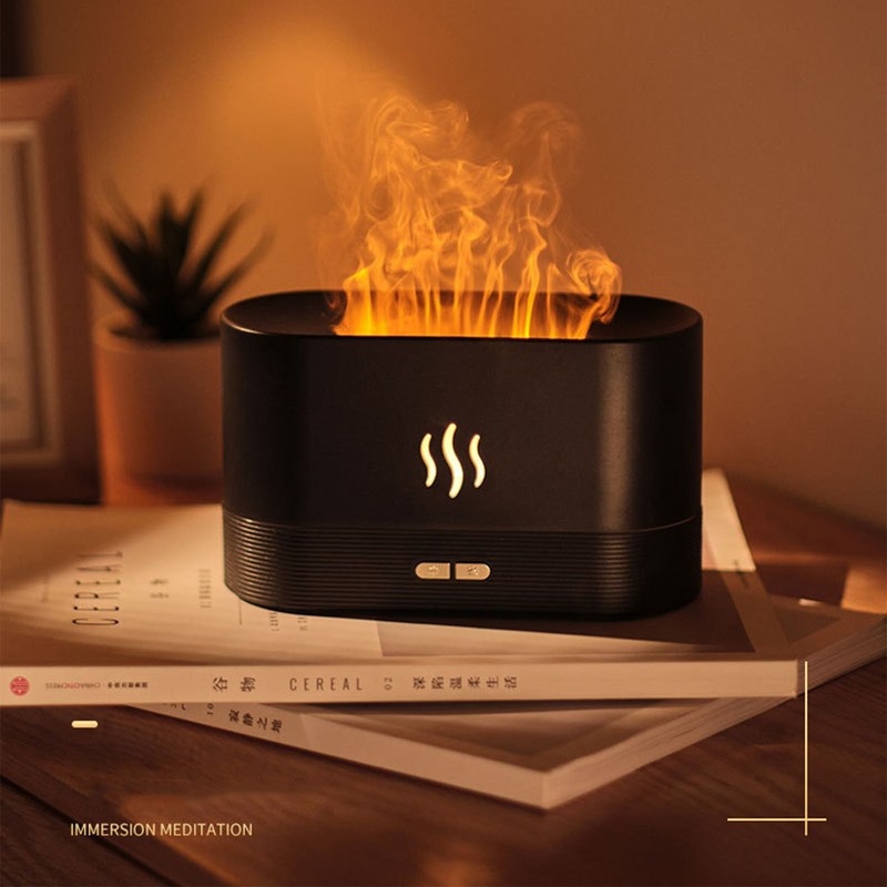 Flame Aroma Humidifier Ultrasound Colorful LED Ambient Lighting 180ml Portable