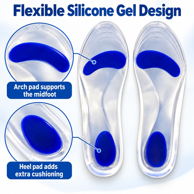Silicone Gel Insoles for Flat Feet – Shock-Absorbing Arch Support