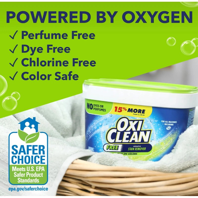 OxiClean Free Versatile Stain Remover Powder, No Dyes or Perfumes,