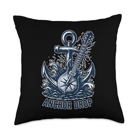Anchor Drop Guitar Splash Rock Throw Pillow