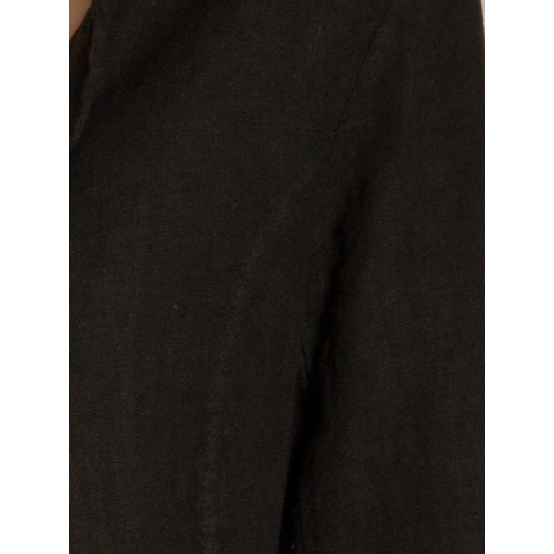 Caspar BZR004 Short Women's Linen Summer Blazer, black