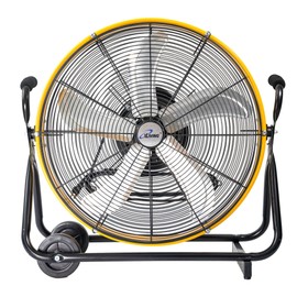 iLiving 24 Inch 3-Speed Orbital Internal Oscillating High Velocity Barrel Floor Fan for Office, Auto Shop, Garage, Workshop, Warehouse, 7800 CFM, Yellow