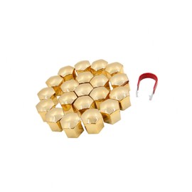 A ABSOPRO 20pcs Gold Tone 21mm Car Wheel Lug Nut Cap Tyre Hub Screw Bolt Dust Cover Item Replacement
