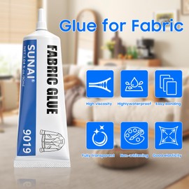 SUNAI 90ml Fabric Glue Permanent, Clear Washable Waterproof Fabric Adhesive for Clothing Repair, Patches, Denim, Rhinestones, Cotton, Polyester & DIY Crafts