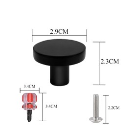 Luckaide 4 Pieces Cabinet Knobs, Matt Furniture Knobs, Door Knobs, Stainless Steel Furniture Knobs for Kitchen Cabinets, Round Door Handles, Drawer Handles, Black, Black