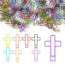 100PCS Cross Paper Clips – Christian Bible Paperclips, Cross-Shaped Bookmark for Journaling, Students, Church or Office Use – Multicolored Cute Faith Gift