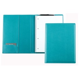 DELMON VARONE Writing Case with Notepad DIN A4 (80 Sheets) Made of Vegan Eco Faux Leather Turquoise - Organiser Conference Folder with Pen Holder & Slip Pocket - Business Organiser Folder