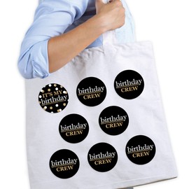 Big Dot of Happiness Adult Happy Birthday - Gold - 3 inch Birthday Party Badge - Pinback Buttons - Set of 8